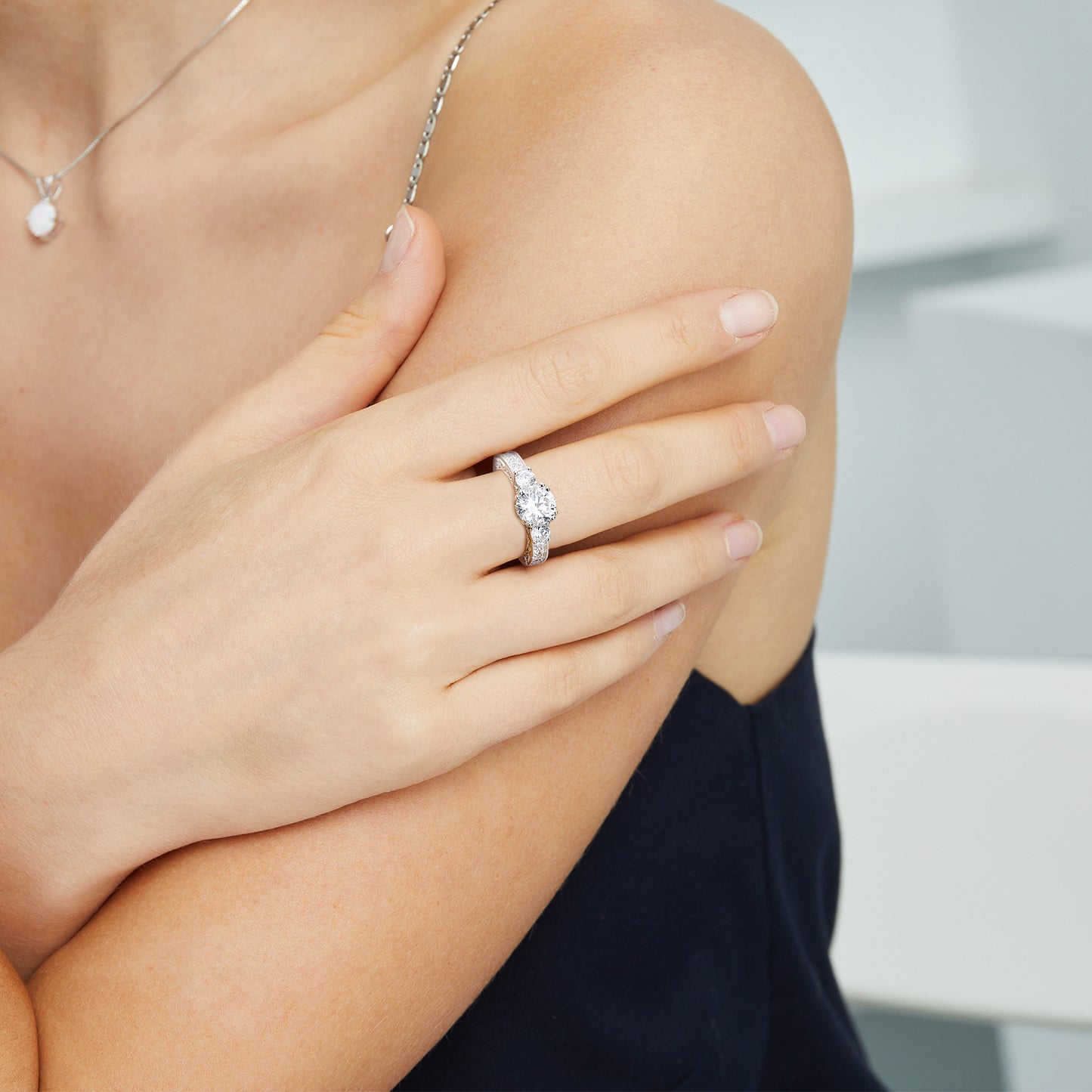 TIKJE 925 Sterling Silver Wedding Rings for Women Engagement Band Bridal Ring Promise Eternity Band Size 5-12 Valentine's Day Gift