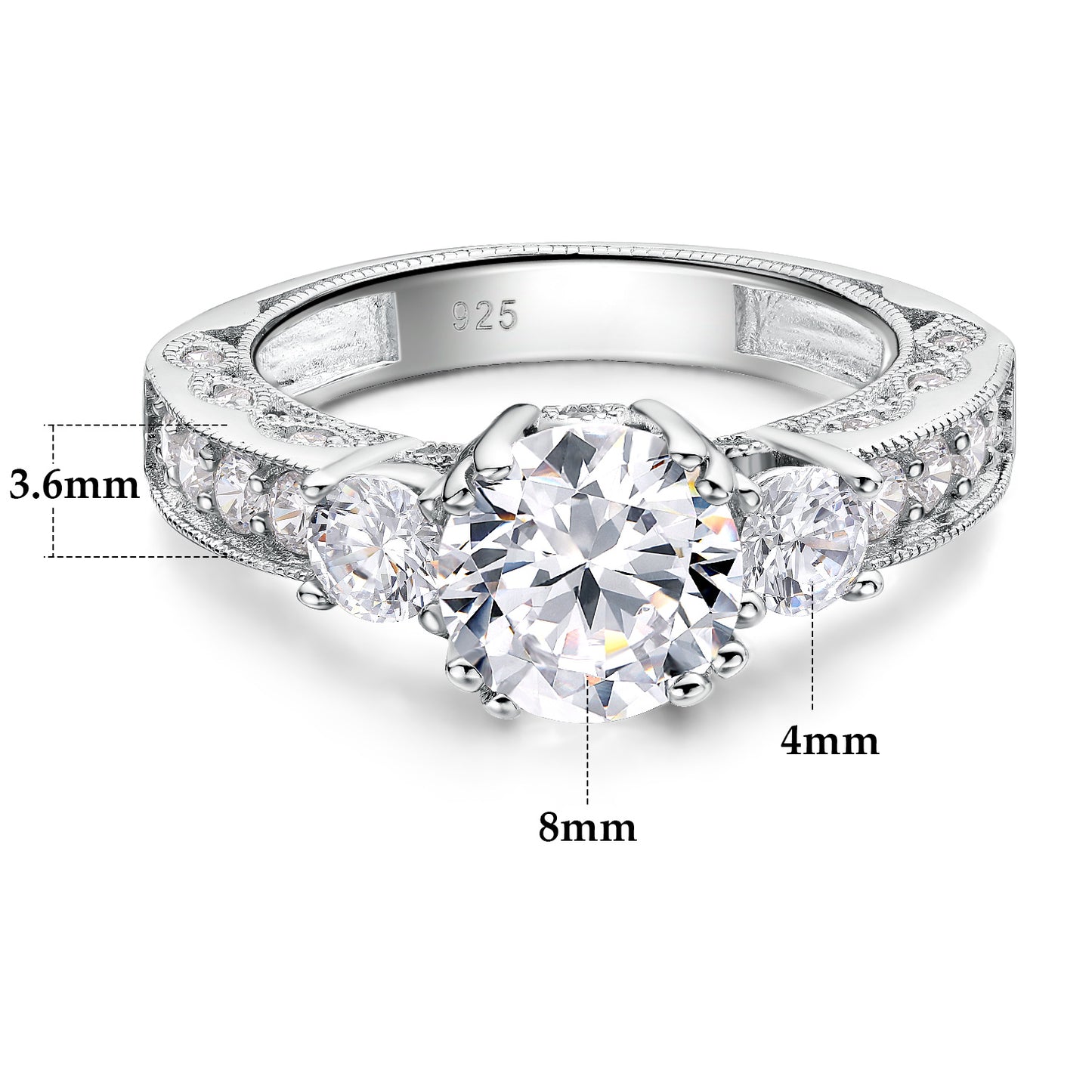 TIKJE 925 Sterling Silver Wedding Rings for Women Engagement Band Bridal Ring Promise Eternity Band Size 5-12 Valentine's Day Gift