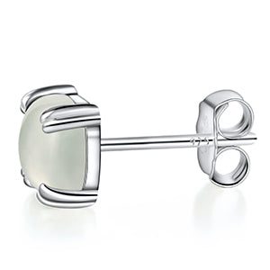 TIKJE Gemstone 925 Sterling Silver Earrings White Gold Plated Moonstone 6mm Square Earrings 1 Pair (Nickel Free)