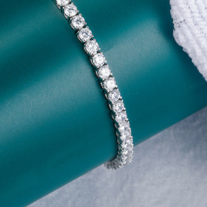 TIKJE Tennis Necklace 925 Sterling Silver| 2mm Cubic Zirconia Round Cut Faux Diamond Tennis Chain for Women and Men 16-24inches