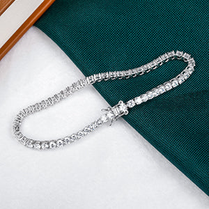 TIKJE Tennis Necklace 925 Sterling Silver| 2mm Cubic Zirconia Round Cut Faux Diamond Tennis Chain for Women and Men 16-24inches