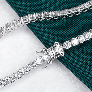 TIKJE Tennis Necklace 925 Sterling Silver| 2mm Cubic Zirconia Round Cut Faux Diamond Tennis Chain for Women and Men 16-24inches