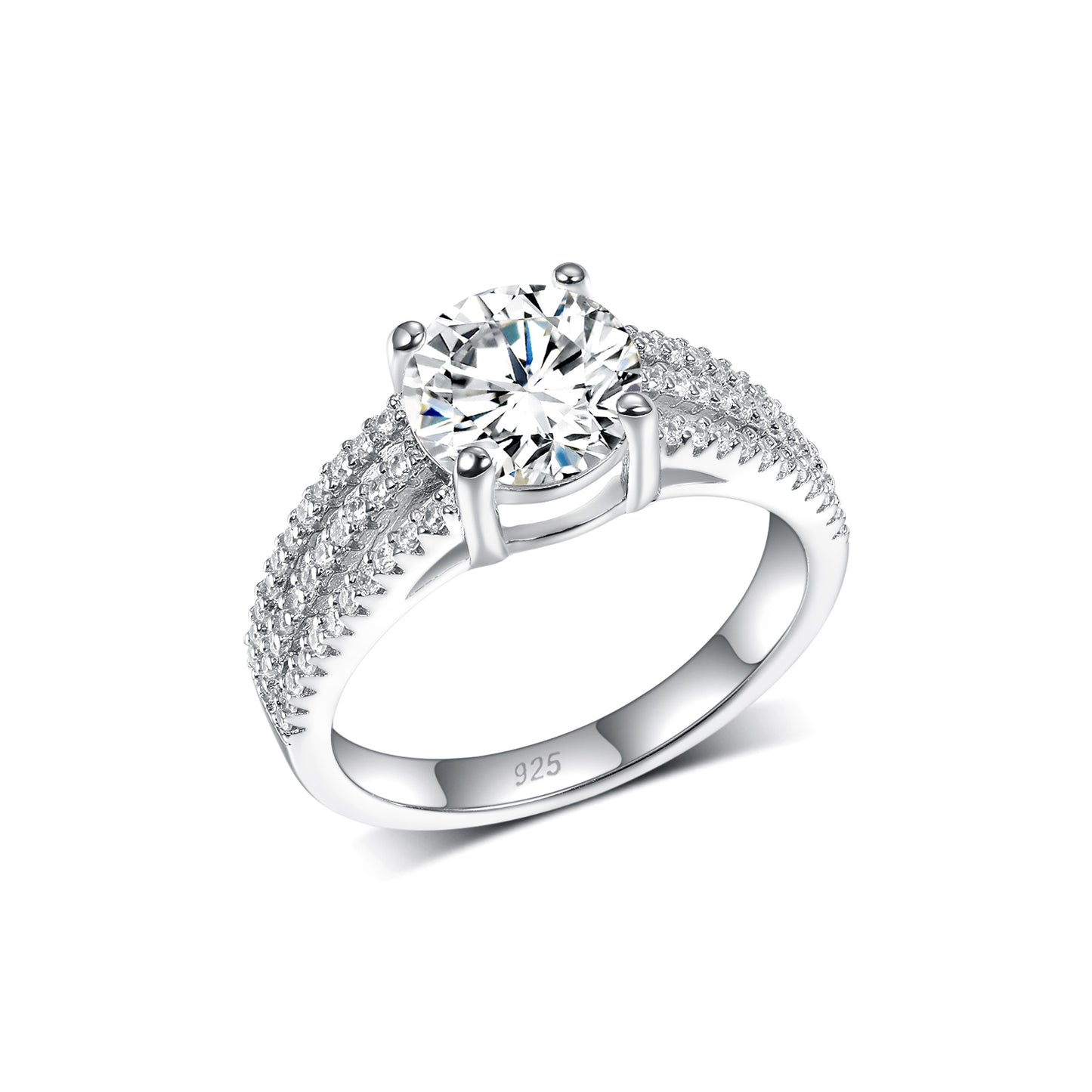 TIKJE 2 Carats Engagement Rings 925 Sterling Silver Artificial Diamond Wedding Band Silver Bridal Promise Ring for Women Size 8-9