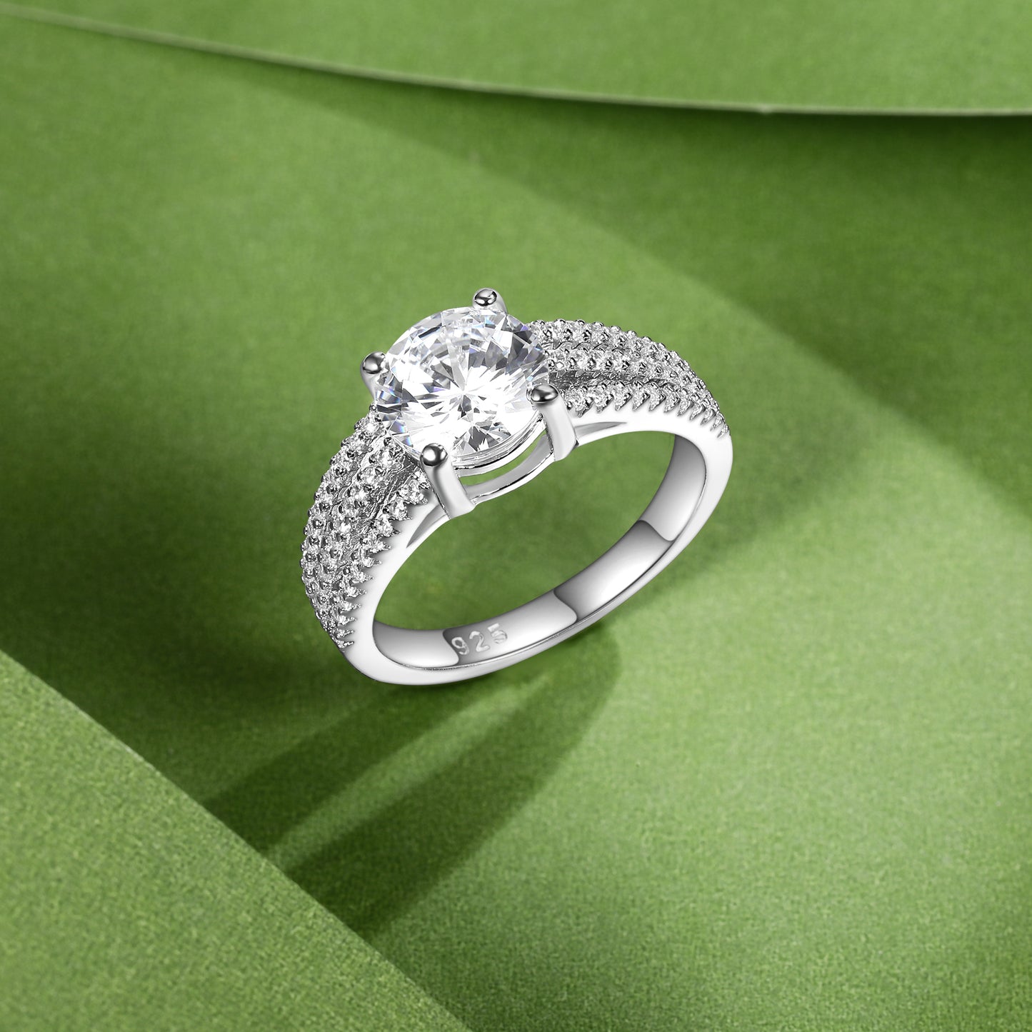 TIKJE 2 Carats Engagement Rings 925 Sterling Silver Artificial Diamond Wedding Band Silver Bridal Promise Ring for Women Size 8-9