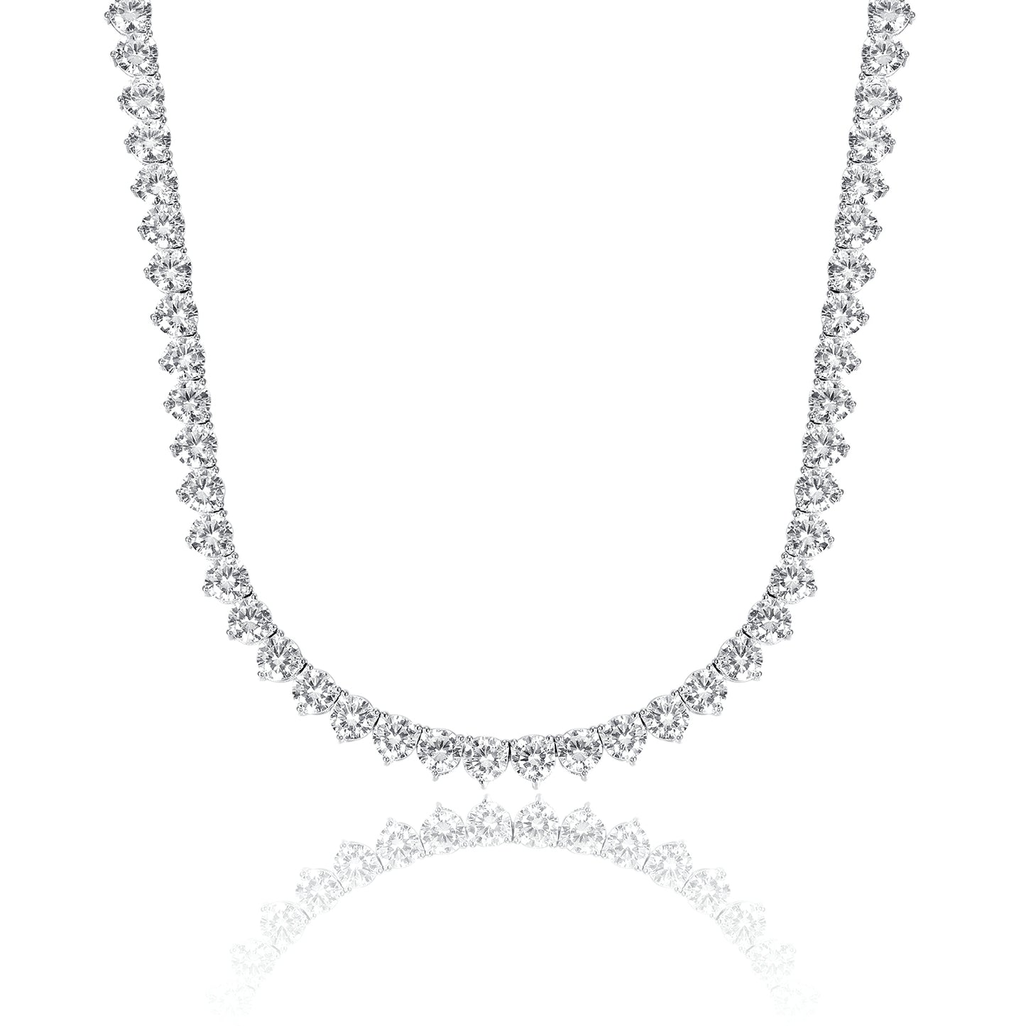 TIKJE Tennis Necklace 925 Sterling Silver| 2mm-5mm Cubic Zirconia Round Cut Faux Diamond Tennis Chain for Women and Men 16-24inches