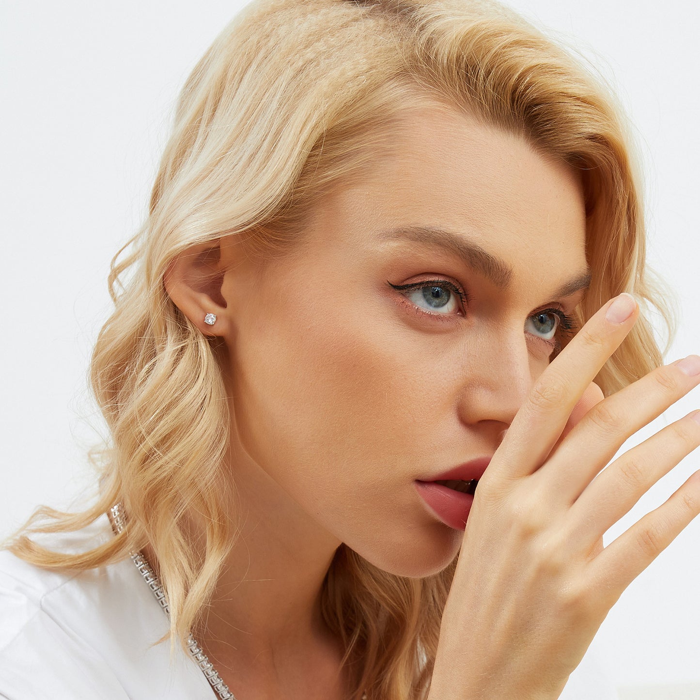 TIKJE Moissanite Stud Earrings Set for Women Men Gem Diamond 2 Pairs Solid 9K Gold 1/2 Carat Natural Diamond Princess Cut Round Stud Earrings Sets Pack of 2