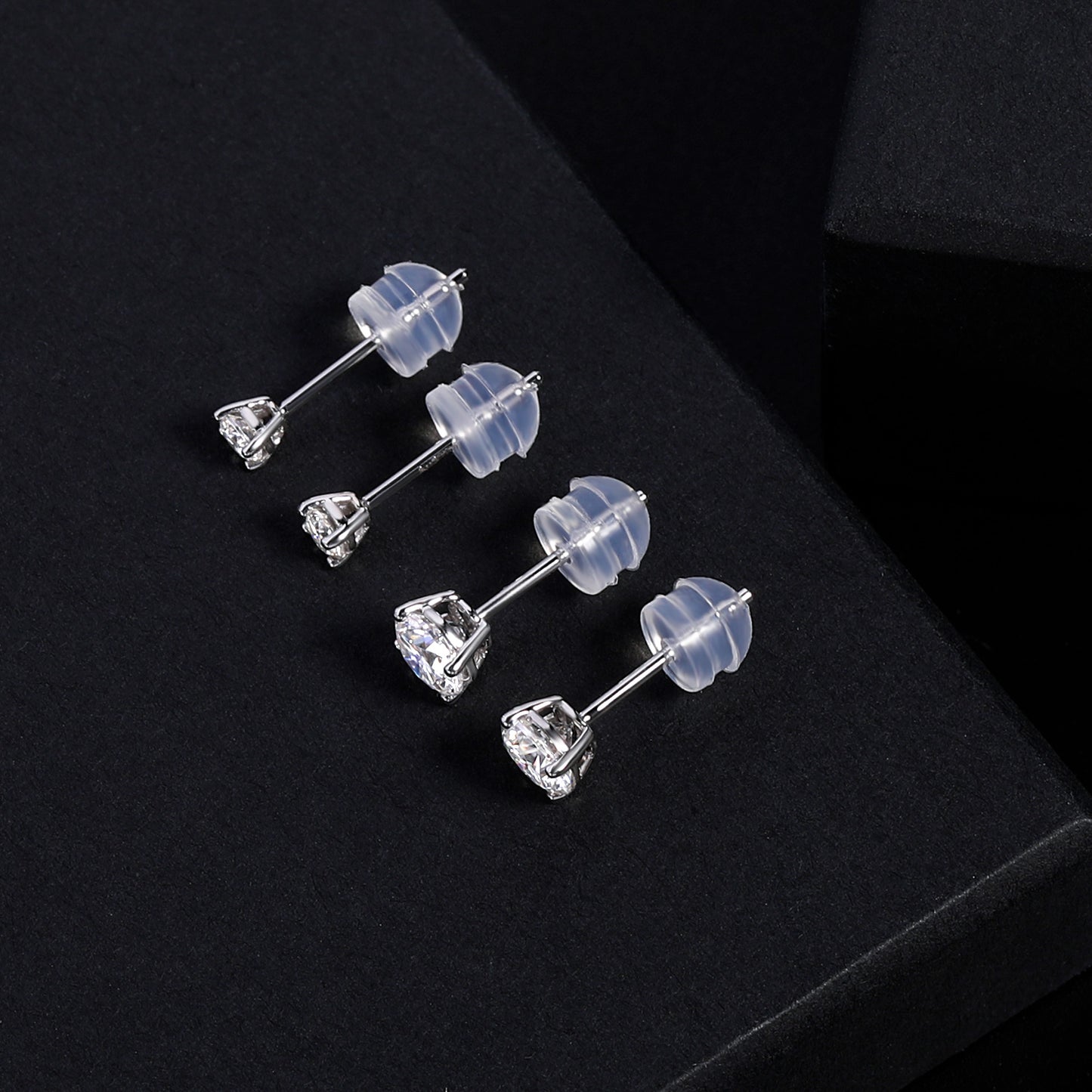 TIKJE Moissanite Stud Earrings Set for Women Men Gem Diamond 2 Pairs Solid 9K Gold 1/2 Carat Natural Diamond Princess Cut Round Stud Earrings Sets Pack of 2