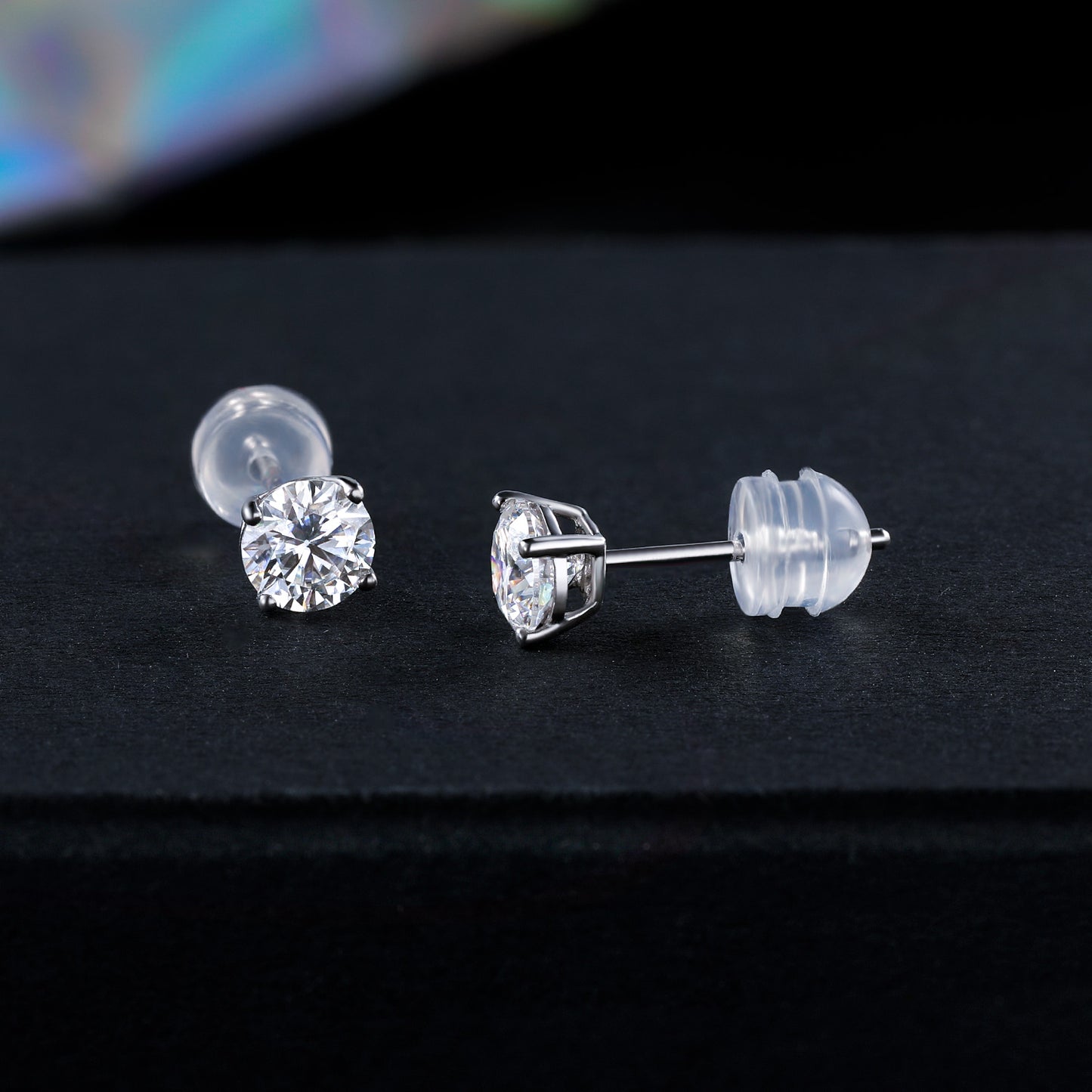 TIKJE Moissanite Stud Earrings Set for Women Men Gem Diamond 2 Pairs Solid 9K Gold 1/2 Carat Natural Diamond Princess Cut Round Stud Earrings Sets Pack of 2