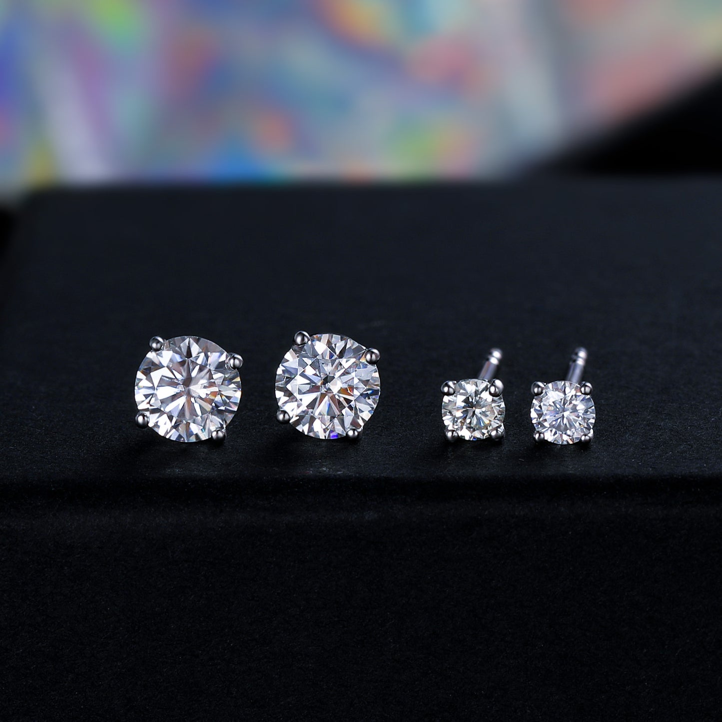 TIKJE Moissanite Stud Earrings Set for Women Men Gem Diamond 2 Pairs Solid 9K Gold 1/2 Carat Natural Diamond Princess Cut Round Stud Earrings Sets Pack of 2