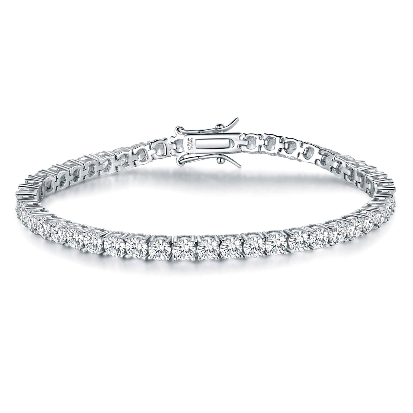 TIKJE Tennis Necklace 925 Sterling Silver Cubic Zirconia Round Cut Faux Diamond Tennis Chain