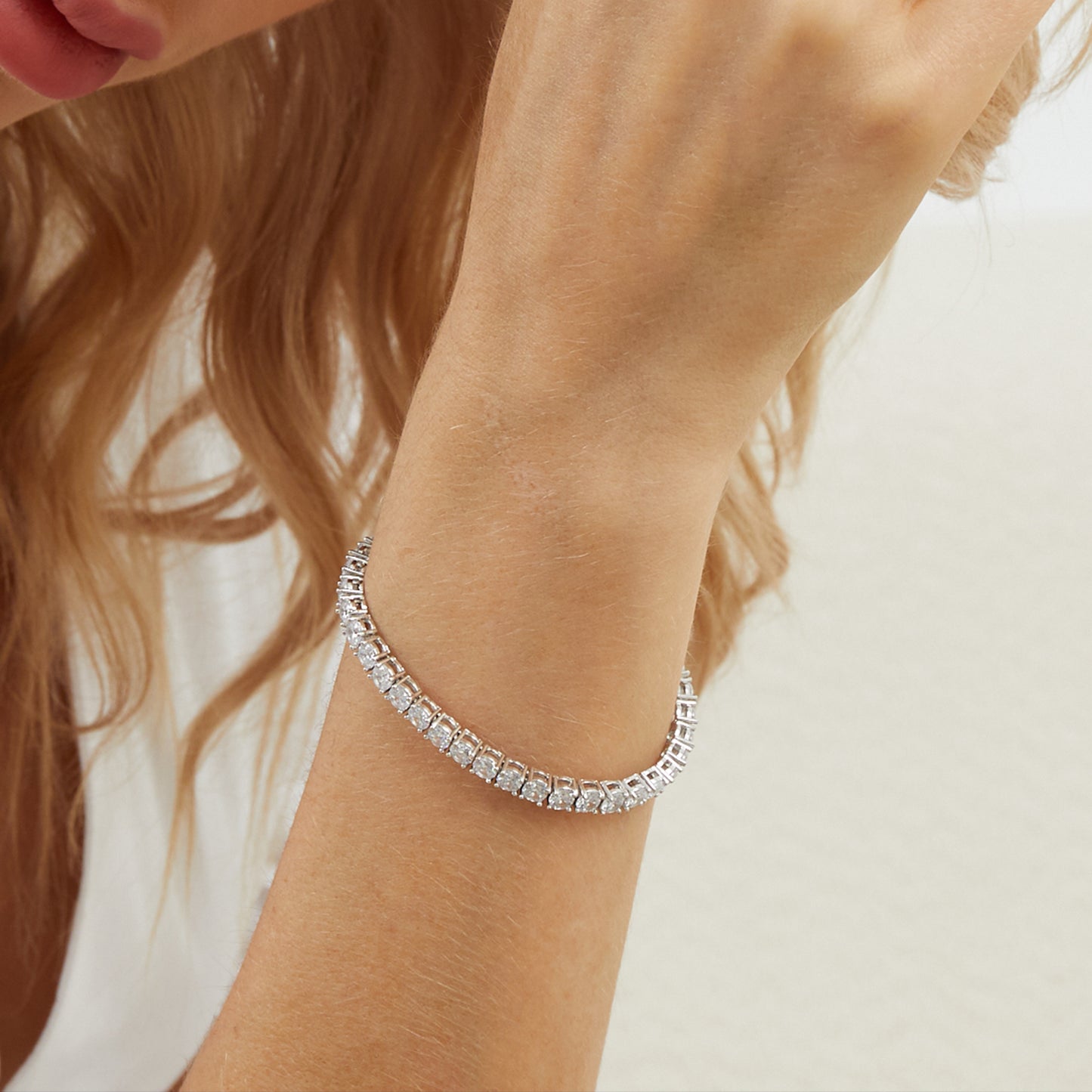 TIKJE Tennis Necklace 925 Sterling Silver Cubic Zirconia Round Cut Faux Diamond Tennis Chain