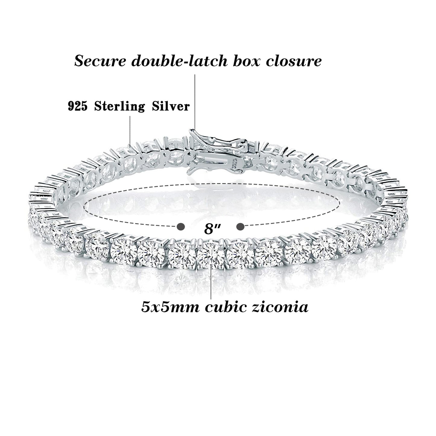 TIKJE Tennis Necklace 925 Sterling Silver Cubic Zirconia Round Cut Faux Diamond Tennis Chain