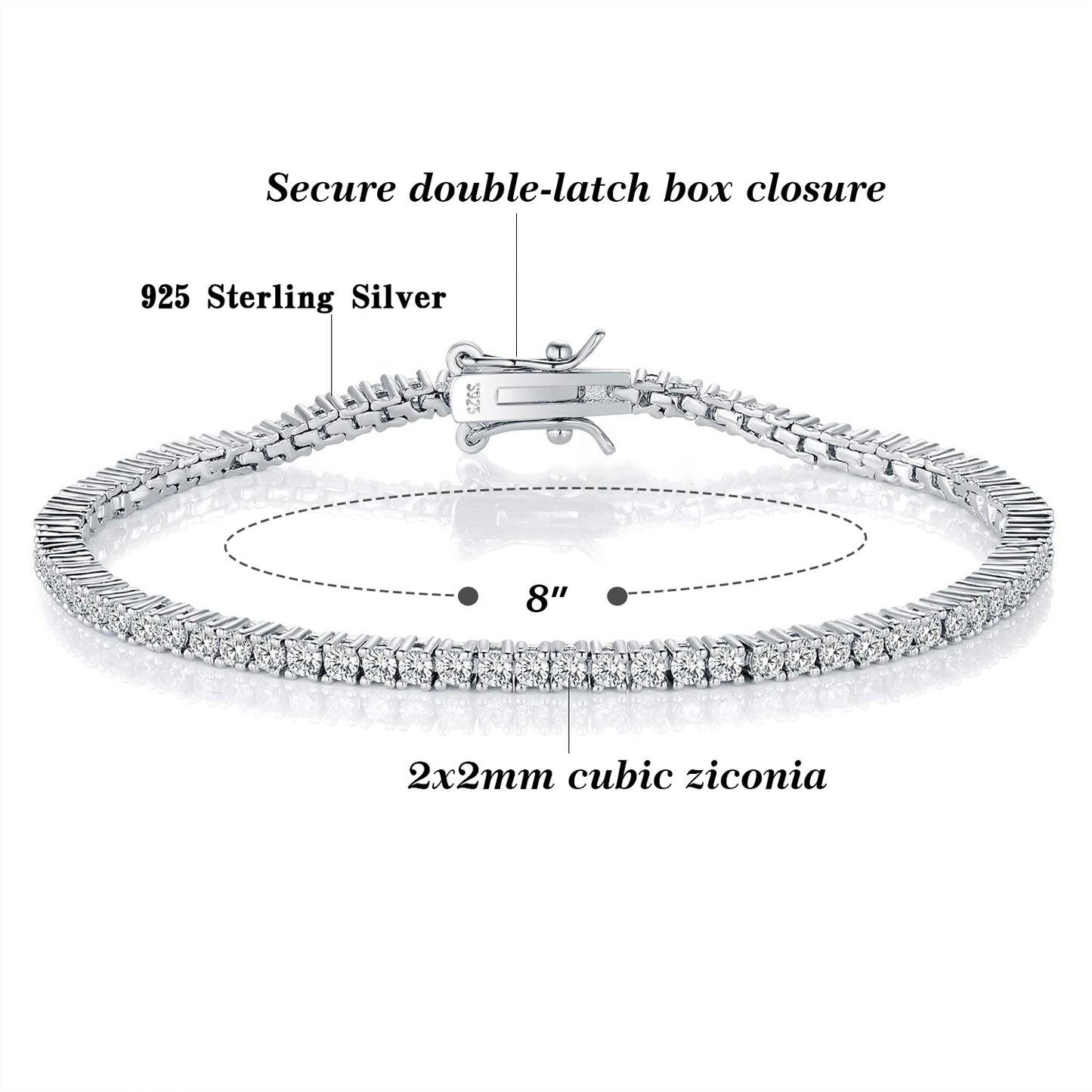 TIKJE Tennis Necklace 925 Sterling Silver Cubic Zirconia Round Cut Faux Diamond Tennis Chain