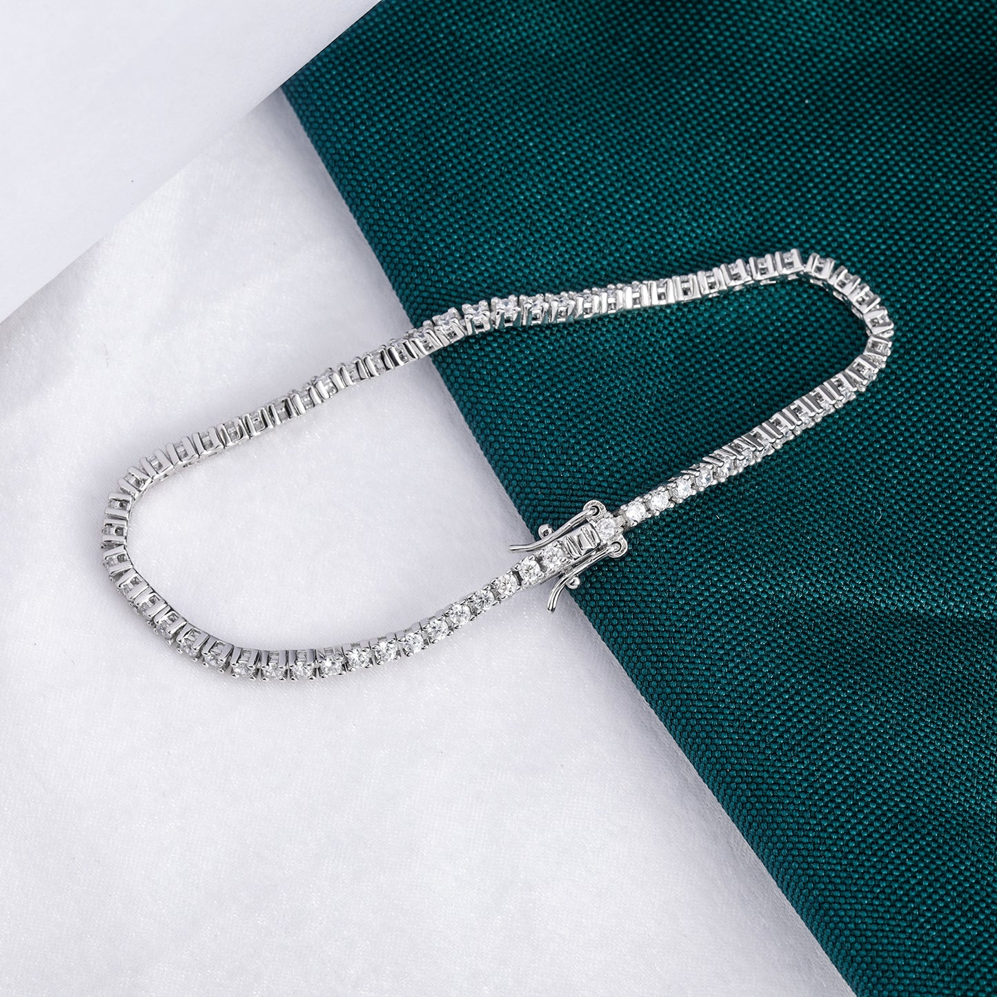 TIKJE Tennis Necklace 925 Sterling Silver Cubic Zirconia Round Cut Faux Diamond Tennis Chain