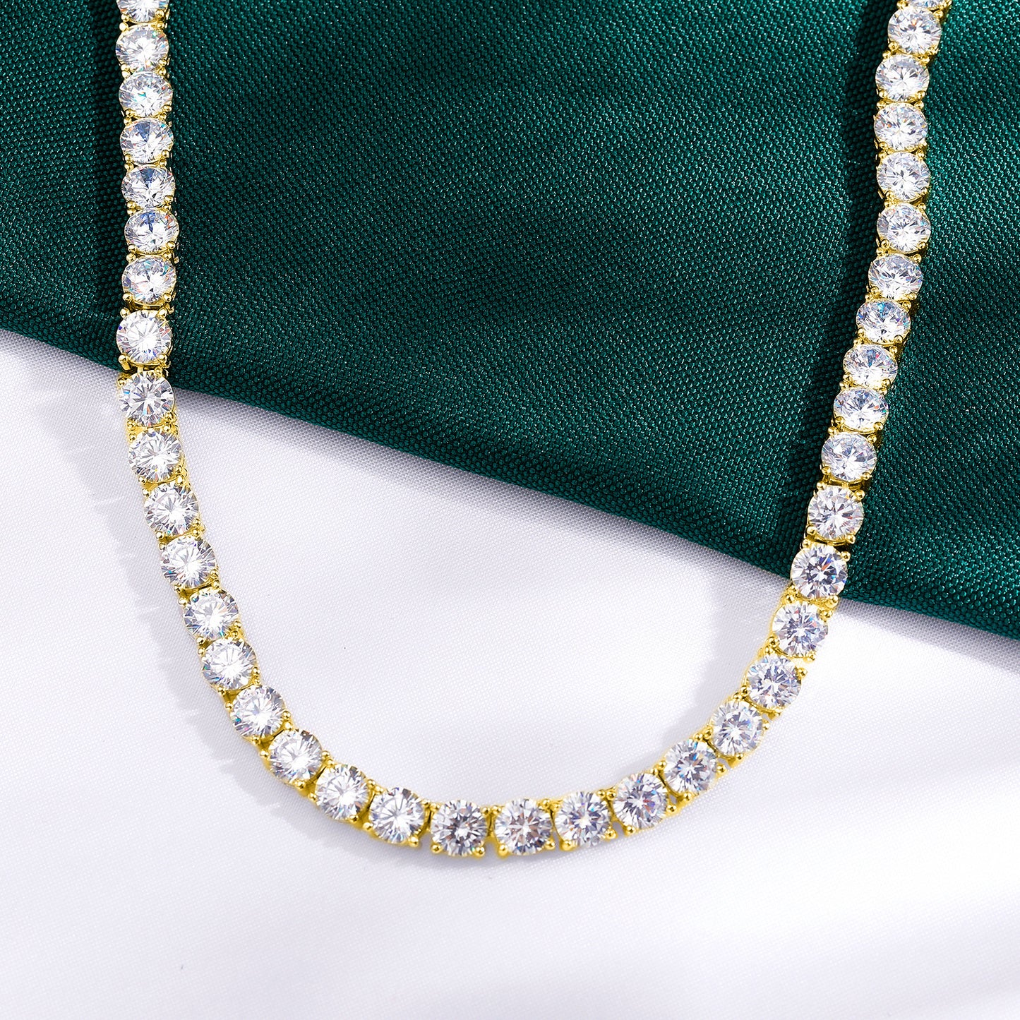 TIKJE Tennis Necklace 925 Sterling Silver| 5mm Cubic Zirconia Round Cut Faux Diamond Tennis Chain for Women and Men