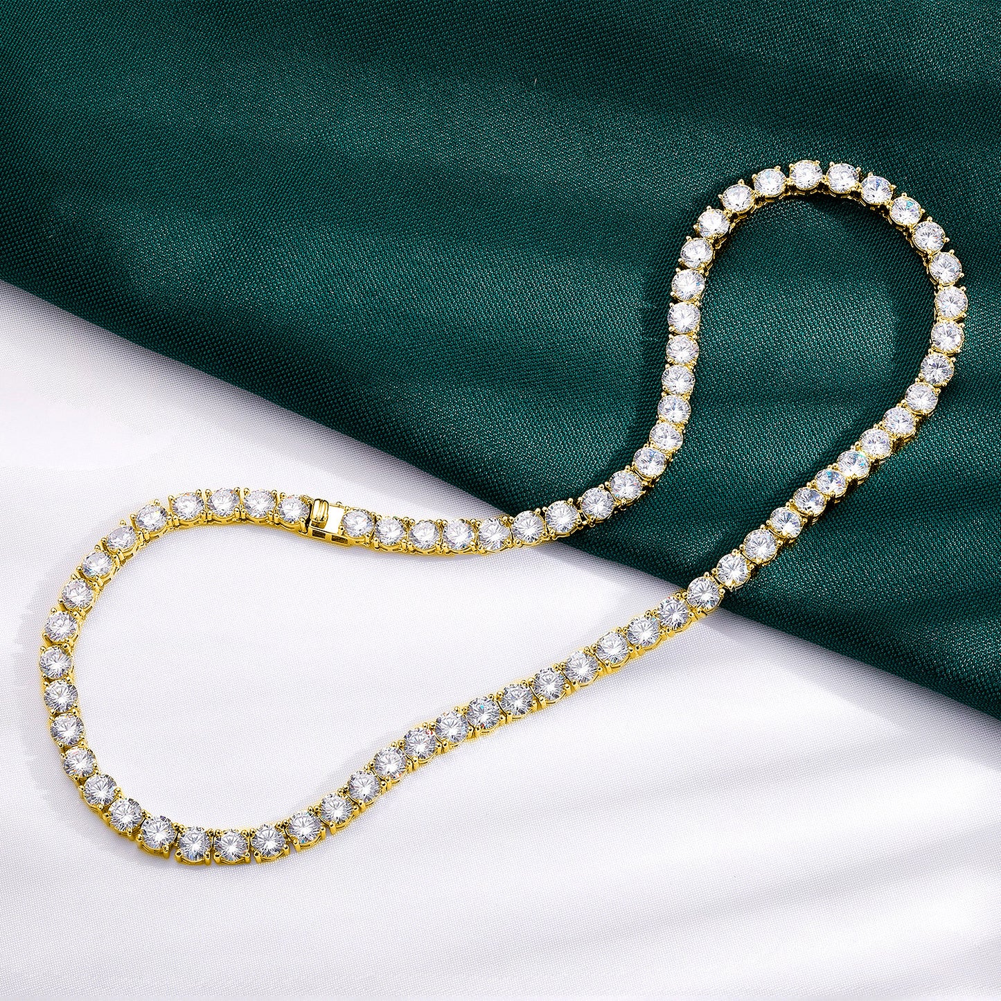 TIKJE Tennis Necklace 925 Sterling Silver| 5mm Cubic Zirconia Round Cut Faux Diamond Tennis Chain for Women and Men